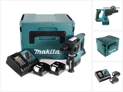 Immagine prodotto di Trapano a percussione a batteria Makita DHR 242 RTJ 18V 2.0J SDS-plus Brushless + 2x batteria ricaricabile 5.0Ah + caricabatterie + Makpac