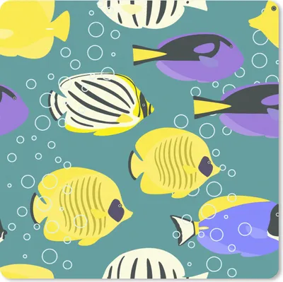 Produktbild von MuchoWow® Mauspad Mousepad Muster - Fisch - Wasser 20x20 cm - Mousepads - Maus Mat - Pad - Mausunterlage - Desk Mat - Bureauartikeln