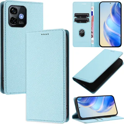 Obrázek produktu pro Kožené pouzdro pro Ulefone Note 16 Pro, Litschi kůže, peněženkové pouzdro s přihrádkami na karty a stojánkem světle modrá