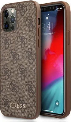 Produktbild von Guess 4G Metall Gold Logo - iPhone 12 / iPhone 12 Pro Tasche (braun)