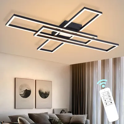 Obrázek produktu pro ZMH Stropní světlo Obývací pokoj LED stropní svítidlo 56W Lampa do obývacího pokoje Bezstupňová stmívatelná kuchyňská lampa Moderní černá lampa do ložnice Obdélníkový design