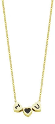 Produktbild von CO88 Collection Inspirational 8CN-26029 Stahlkette mit Anhänger – I Heart U – Länge 38 + 5 cm – Goldfarben
