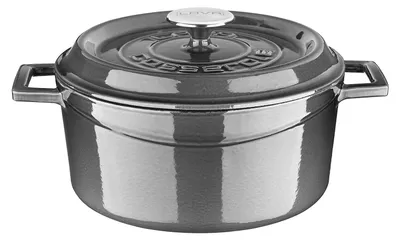 Produktbild von LAVA Gusseisentopf mit Deckel, Ø 24 cm, 4,49 l, dreifach emailliert, Grau, für Induktion und Backofen