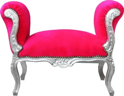 Produktbild von Casa Padrino Barock Schemel Hocker Pink / Silber - Sitzbank