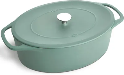 Produktbild von SPRINGLANE Cocotte mit Deckel, Mint, oval, 33 cm, 6,5 L, Gusseisen Bräter, Schmortopf Induktion