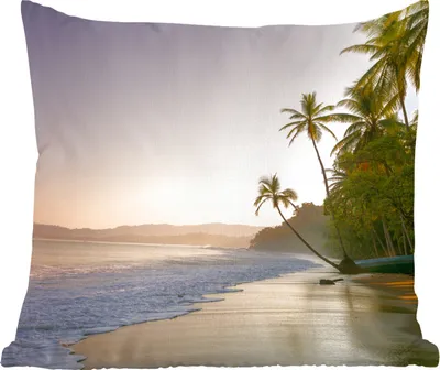 Produktbild von MuchoWow® Zierkissen Sofakissen Wohnzimmer Dekokissen 40x40 cm Strand - Meer - Palme - Foto Kissen - Schlafzimmer Dekoration