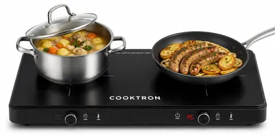 Immagine prodotto di Piano cottura a induzione da incasso, 2 zone di cottura - 3500 W - VetroVetroceramica nera - Portatile, ideale per la cucina e per il campeggio