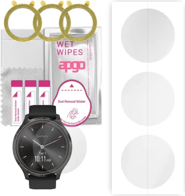 Produktbild von apgo 3 Stück Schutzfolie, klar, kompatibel mit Garmin Vivomove 3S Smartwatch, Hydrogel Displayschutzfolie mit Positionierhilfe, Displayfolie, robust und kratzfest