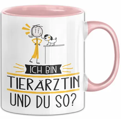 Produktbild von Tierärztin Tasse Geschenk Ich Bin Tierärztin Und Du So Geschenkidee Lustiger Spruch Becher (Rosa)