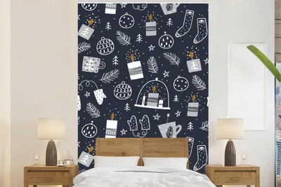 Produktbild von MuchoWow® Fototapete für Wohnzimmer oder Schlafzimmer Wandtapete Vinyl Motivtapete Muster - Weihnachten - Kerzen - 160x240 cm - Vinyltapete
