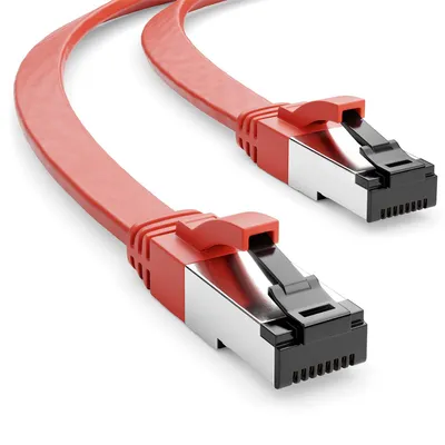 Produktbild von deleyCON 0,25m Cat8 Netzwerkkabel Flach, 40Gbps 2000MHz LAN - Rot