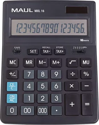 Produktbild von MAUL Tischrechner MXL 16 LCD-Anzeige 1-zeilig, 16 Ziffern Solar Batterie 20.5 x 15.5 x 3.5 cm schwarz