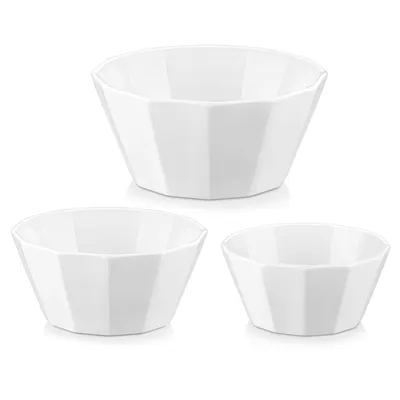 Image de set de 3 bols en porcelaine, bols à céréales, bols à soupe, saladiers, set de bols, blanc crème