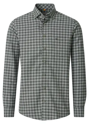 Produktbild von REDMOND Herren Flanellhemd Langarm Button-Down Grün Karo XL