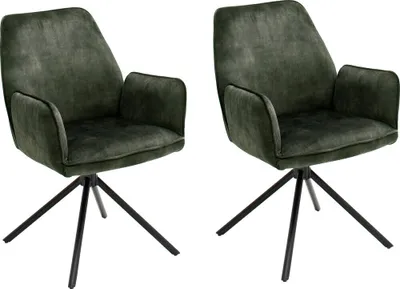 Produktbild von Esszimmerstuhl Polsterdrehstuhl Polsterstuhl Küchenstuhl Stuhl Sitzmöbel "Ottawa II" (2-er Set) Olive
