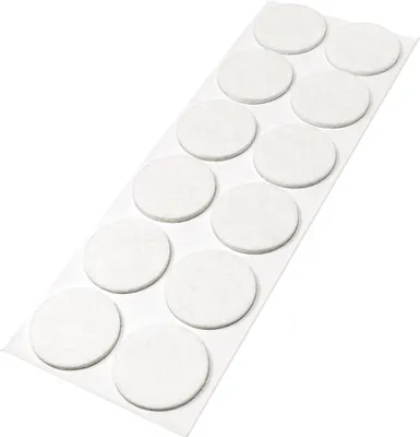 Produktbild von Adsamm® | 12 x selbstklebende Filzgleiter / Weiß / Ø 34 mm / rund / Möbelgleiter aus Filz mit 3.5 mm Stärke
