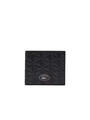 Produktbild von LACOSTE Leder Geldbörse Monogramm Billfold Coin Noir schwarz
