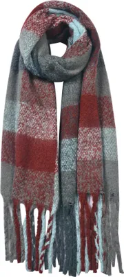 Produktbild von Clayre & Eef Winterschal Damen 50x180 cm Grau Rot Synthetisch Rauten