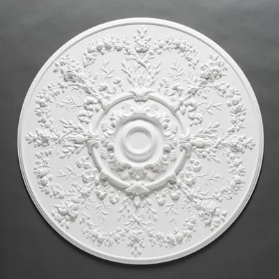 Image de Casa Padrino, rosace décorative "Stuck", 95,2 x 95,2 cm. Rosace pour plafond, design baroque et art nouveau, couleur blanche