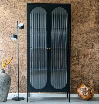 Produktbild von House Collection Vitrinenschrank Gunner Schwarz 80 x 35 x 180 cm