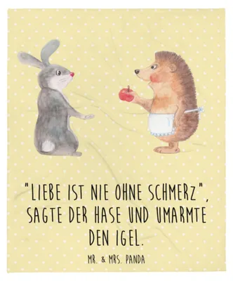 Produktbild von Mr. & Mrs. Panda Decke Hase Igel - Gelb Pastell - Geschenk, Lustige Sprüche, Winterdecke, Liebe Spruch, und, Herzschmerz, Trösten, Plaid, Tagesdecke, Kuscheldecke