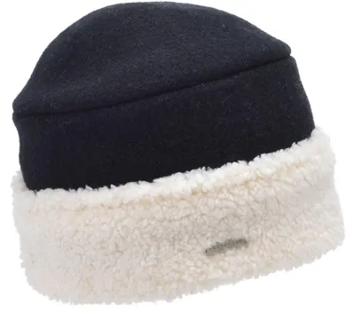 Image de Bonnet Seeberger en laine bouillie avec fourrure synthétique, noir, taille unique