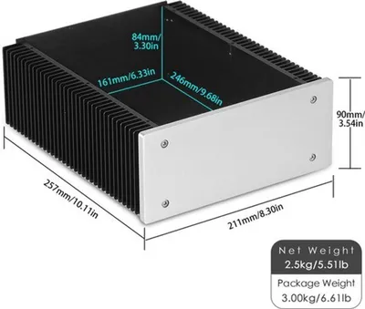 Obrázek produktu pro Kryt zesilovače – hliník. Šasi předzesilovače – pro vlastní montáž – rozměry 211x257x90 mm