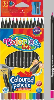Obrázek produktu pro Colorino pastelky trojhranné černé 12 ks + ořezávátko