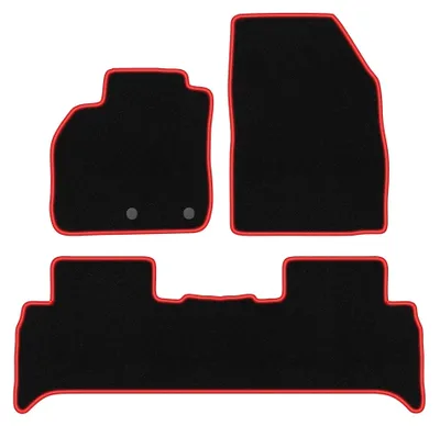 Zdjęcie produktu dla Dywaniki samochodowe welurowe CARLUX-RED do: Renault Scenic III (2009-2016, minivan) czarne z czerwonym obszyciem, z mocowaniami