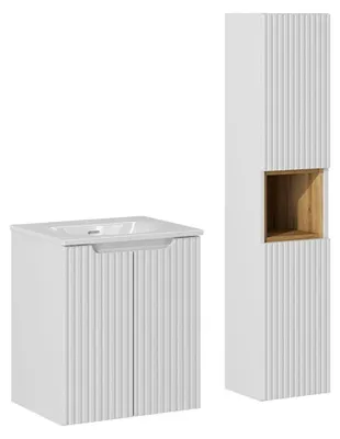 Produktbild von Waschtisch und Hängesäule 50cm Riva, Weiß