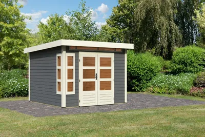 Produktbild von Karibu Gartenhaus Gerätehaus Kastorf 6 terragrau 274x274x222 cm