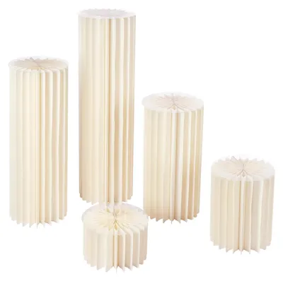 Image de Vases en carton - Lot de 5 - Supports à fleurs - Décoration de table pour mariage et fête - Assemblage requis