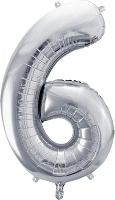 Immagine prodotto di Palloncino in foil numero "6", 72 cm, argento