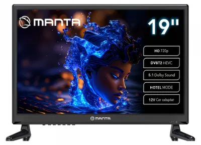 Zdjęcie produktu dla TELEWIZOR 19 cali Manta MATV001LHN19 TV LED HD Tuner DVBT2 HEVC/265 Kamper Działka HDMI CI+ 12V