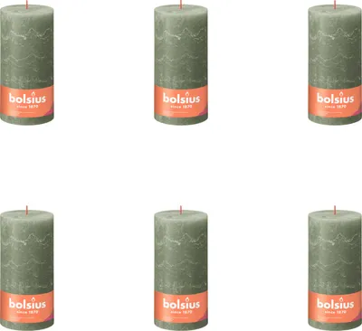 Zdjęcie produktu dla Bolsius - Rustykalna świeca filarowa - 200/100 - 1 sztuka w opakowaniu - Świeża oliwka - Opakowanie wartościowe - 6 sztuk