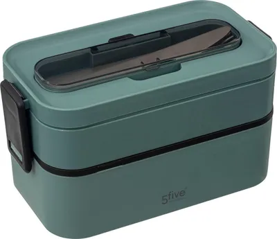 Produktbild von Lunchbox mit zwei fächern und besteck  - 5 five simply smart