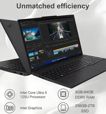Zdjęcie produktu dla Lenovo ThinkPad T16 Gen 5 (Intel) Copilot+ PC, Intel Core Ultra 5, 40,6 cm (16"), 1920 x 1200 px, 16 GB, 512 GB, Windows 11 Pro