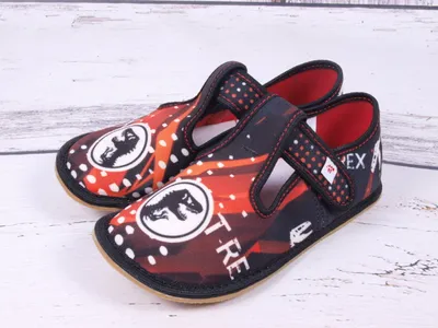 Produktbild von Hausschuhe BAREFOOT EF 395 T-REX Schwarz Rot