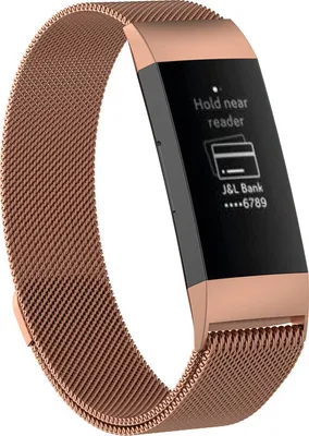 Produktbild von Armband für Ihre Fitbit Charge 3 & 4 Ersatzarmband Edelstahl fein gewebtes Milanaise für Damen + Herren BRAUN