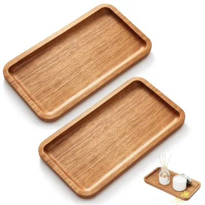 2er-Set Holztabletts, rechteckig, 19 x 10,5 cm, Akazienholz