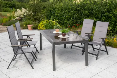 Produktbild von Merxx Gartenmöbelset "Trivero" 5tlg. - Aluminiumgestell mit Textilbespannung diamantbraun - 50291-217