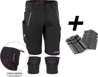 Produktbild von Qualitex kurze Arbeitshose - HANDWERKER-BUNDLE IRON Shorts + Kniepolstertasche inklusiv Kniepolster - in Farbe: schwarz - Herren: 54 - Damen: 48