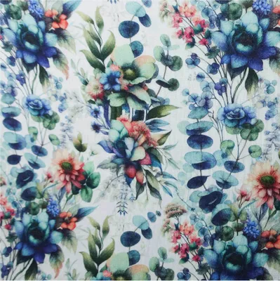 Produktbild von Musselin Flower Double Gauze Digital Print ab 0,5x1,38m Baumwollstoff Meterware