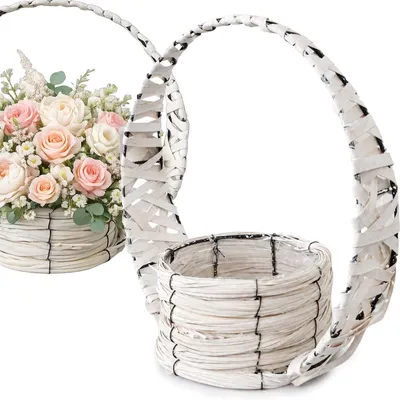 Obrázok produktu pre Ratanový kôš obal na kvetináč polkruh biely na stojane 30 x 28 x 16 cm