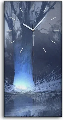 Produktbild von Wandbild Leinwand Bilder Wanduhr 30x60 Gruseliger Wald mit Sümpfen bei Nacht - weiße Hände