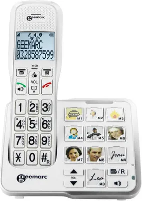 Produktbild von Geemarc AMPLIDECT 595 PHOTO Telefon bezprzewodowy dla seniorów Automatyczna sekretarka, przyciski ze zdjęciami Podświetlany wyświetlacz Biały (AMPLIDECT 595 PHOTO)