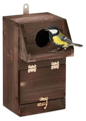 Produktbild von Vogelnisthöhle Nistkasten Vogelhaus - Einflugloch 5 cm - Kiefernholz - Braun - Für Garten und Balkon