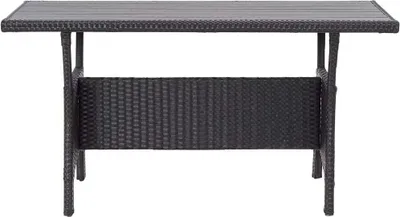 Immagine prodotto di Tavolo da giardino nero 120x70x66 cm in poly rattan