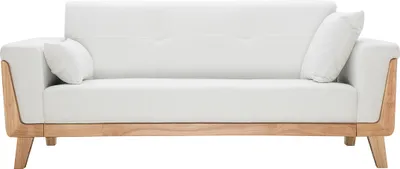 Produktbild von Miliboo - Design-Sofa 3 Plätze Altweiß Holzbeine FJORD