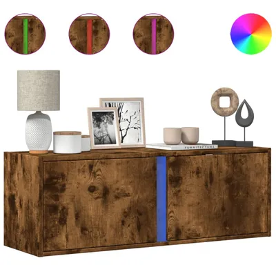 Produktbild von vidaXL TV-Wandschrank mit LED-Beleuchtung Räuchereiche 100x31x35 cm